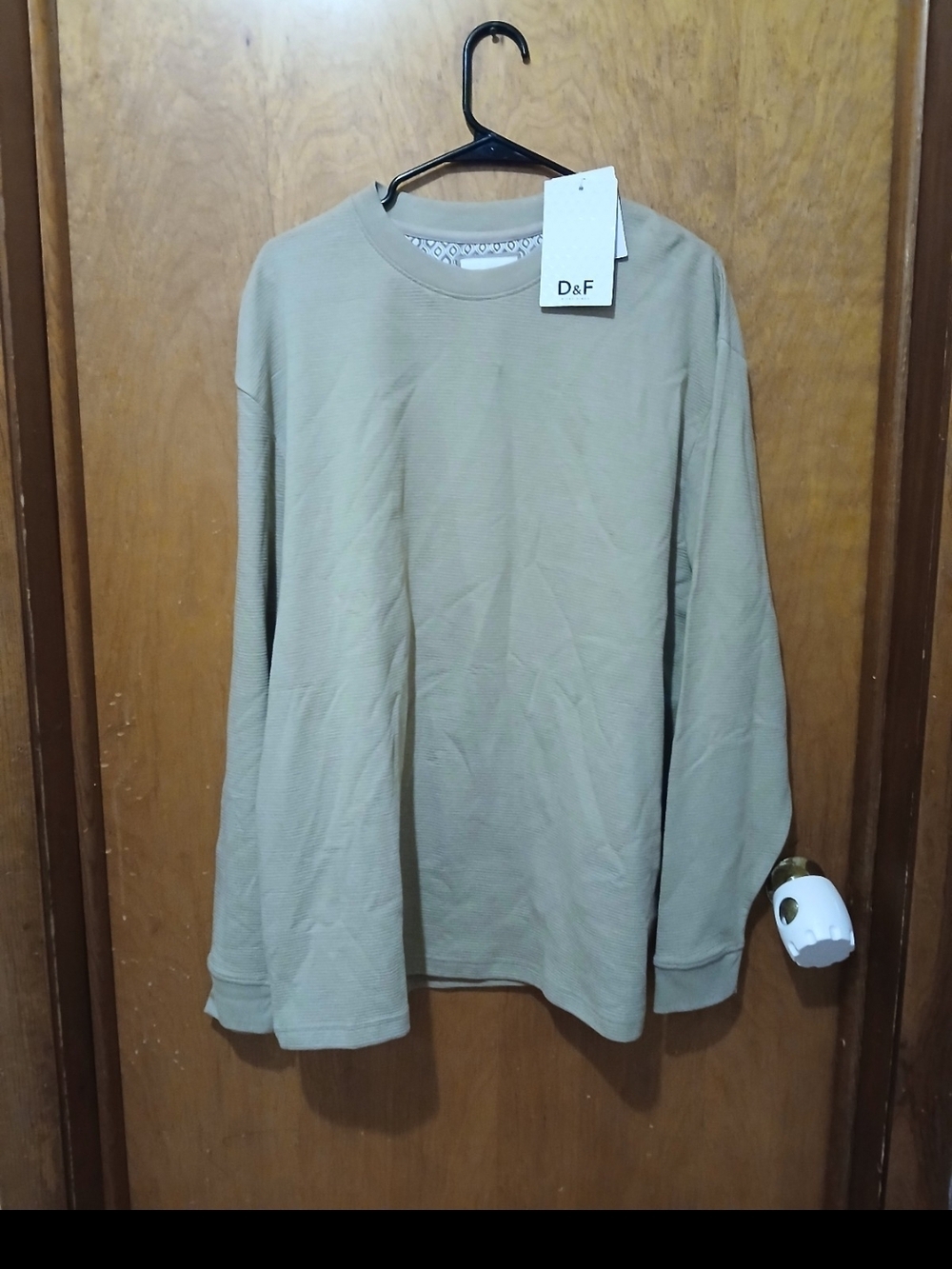 Men's Long Sleeve Crewneck Sweater in Beige